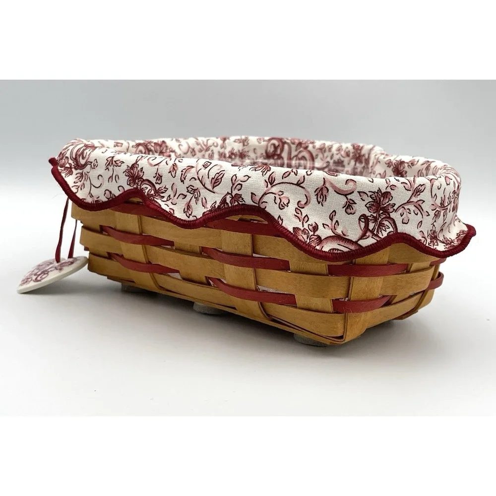 Vintage 1999 Longaberger Love Letters Sweetheart Basket Liner Protector Tie On
